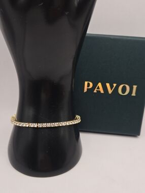 NEW PAVOI Gold Tennis Bracelet with Clear Stones